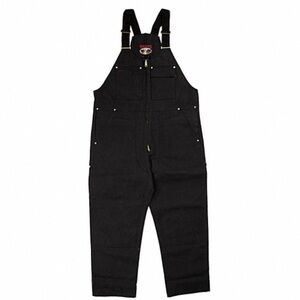 TOUGH DUCK MEN'S UNLINED BIB OVERALLS, BLACK, SIZE M, ZIPPER, COTTON, 12 OZ